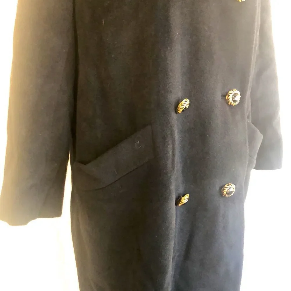 Vintage RANSOHOFFS black 100% baby Llama wool winter coat. Double breasted - Picture 4 of 17